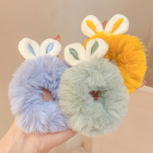 Autumn and Winter Plush Rabbit Ears Hair Ring Ins Cute Tie Hair Rope Fluffy Rubber Band Fluffy Hair Rope Hair Accessories for Women