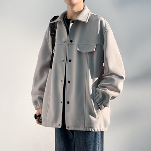 Spring and Autumn New Men's Korean-style Solid Color Light Plate Lapel Jacket Trendy Couple Internet Celebrant Same Style All-match Style Jacket
