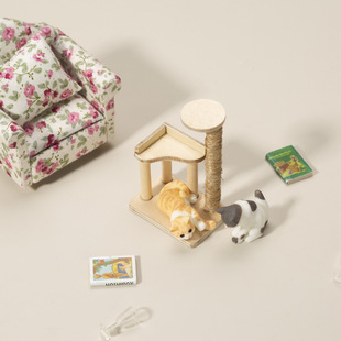 1:12 doll house dollhouse mini furniture model props wooden miniature cat climbing frame cat toy