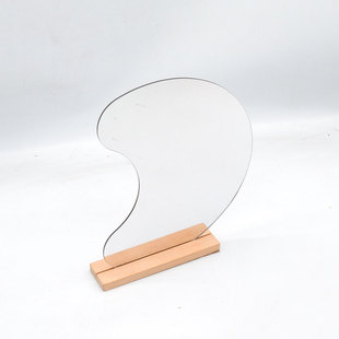 JZ003 cross-border acrylic mirror desktop decoration irregular shape wooden base home decoration ornaments