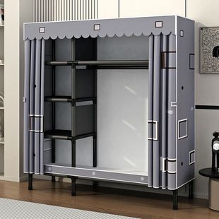 Simple Wardrobe Home Bedroom Assembly Full Steel Frame Thickened Cloth Wardrobe Strong and Durable Storage Cabinet for Rental Room