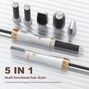 Cross-border New Five-in-One Multifunctional Hot Air Comb suit Household Style Straight Roll Automatic Curling Hair Wand Blow Comb