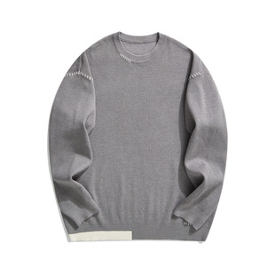 Mo Maike Fashion Contrast Color Stitching Sweater Men's 2023 Autumn New Simple Round Neck Men's Sweater 20328