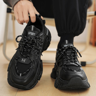 Internet Celebrity Popular Men's Shoes 2024 Summer Youth Mesh Breathable sneaker Men's All-match Increased Dad Trendy Shoes