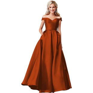 Foreign trade off-shoulder summer dress Amazon evening dress birthday party slim temperament sexy dress