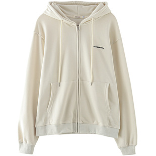 Autumn and Winter new Korean style fleece-lined thickened coat for women trendy ins Western style loose zipper cardigan hooded sweater for women