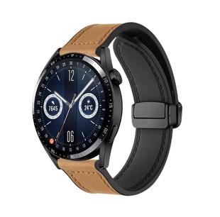 Применимо к часам Huawei GT4 Samsung Jiaming Crazy Horse с рисунком складной магнитной квадратной пряжки силиконовая наклейка кожаный ремешок