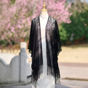Cheongsam Шаль в китайском стиле женский новый кардиган весной и летом тонкий темперамент кружевной кружевной вырезки из бахромы