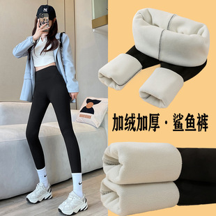Shark Pants Women's Outer Wear Spring and Autumn Belly-Tucking Hip Pants Barbie Pants Black Yoga Thin Large Size Leggings Skinny Legs
