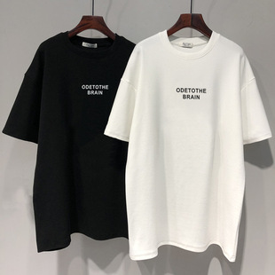 2025 New Cotton Sanding Short-sleeved T-shirt Women's Mid-length Korean Loose plus size Half-sleeved Top Slimming over Hip
