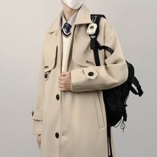 Uncle Autumn and Winter Duffle Wool Coat Boys Coat Woolen Mid-length Double-sided Wool Winter Coat