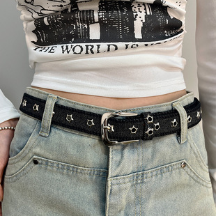 Canvas Belt Pin Buckle Belt Women's Internet Popular Ins Style Simple All-Match Fashion Korean Jeans Belt Decoration
