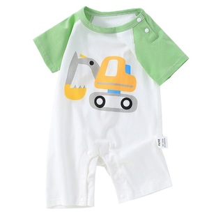 Baby's Jumpsuit Cotton Summer Short-sleeved Thin Newborn Clothes Baby's Pajamas Fart-wrapped Jumpsuit