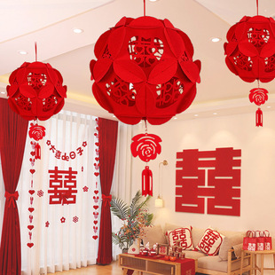 Wholesale Wedding Supplies Wedding Room Decoration Thin Happy Character Hydrangea New House Layout Non-woven Hydrangea Hanging Basket