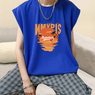 Factory direct cotton sleeveless men's vest summer trendy basketball waistcoat loose sports bottoming T-shirt