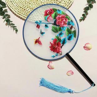 Embroidered Round Fan Single-sided Chinese Style Dance Round Fan Han Dynasty Cheongsam Ancient Style Kidsren's Dance Fan Daily Use