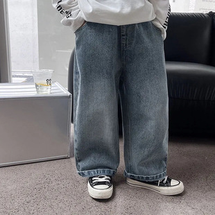 Boys Jeans Autumn 2025 Small and Medium Children's Wear Korean Baby Smiley Embroidery Trend Fried Street Casual Trousers