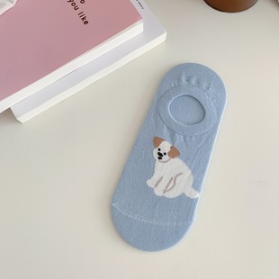 Spring and summer new solid color cute small animal boneless Japanese high-value academic style short tube non-slip silicone invisible socks