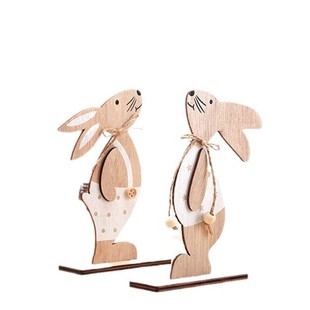 Easter Wooden Crafts Nordic Style Home Wooden Rabbit Desktop Ornaments Solid Wood