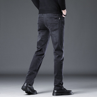 High-end Color-free Black Jeans Men's Straight Slim-fit Stretch Fashion Wear-resistant Autumn Casual Pants Loose All-match