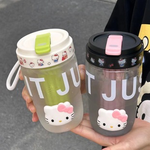 High-value water cup 2024 new girls bubble cup rope with straw cup student cute handle with cup