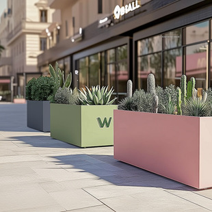Outdoor stainless steel flower box balcony planting box square commercial street rectangular flower bed wrought iron finished flower trough