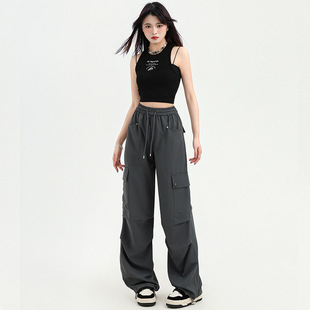 elastic waist overalls women's summer thin loose high waist casual pants women's summer wide leg pants women's summer quick-drying pants women's mountaineering