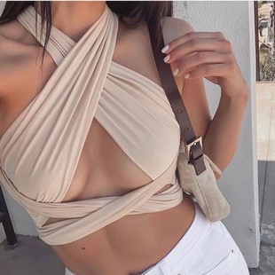 2022 весна-лето новая международная станция AliExpress Amazon Женская однотонная Сексуальная обернутая грудным ремнем топ-трубка