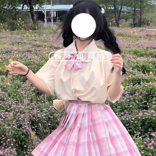 Japanese School jk Uniform Shirt Plaid Dress Suit Women's 2023 Summer College Style All-match Doll Collar Shirt Top