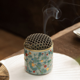 JIAHuan Ru Kiln Ceramic Incense Censer Household Indoor Incense Censer Study Small Incense Censer Tea Ceremony Incense Censer