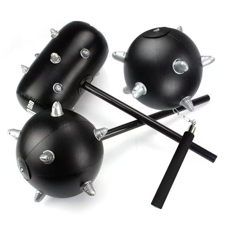 Large inflatable meteor hammer toy, black, barbed, venting hammer, thousand-ton barbed hammer, hot-selling at street stalls.