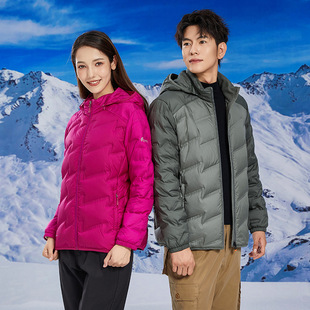 24 autumn and winter men's and women's down jacket coat new thickened collar hooded outdoor leisure warm color matching jacket wholesale