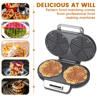 Household Temperature Control Non-stick Coating Easy to Clean DSP Dense Breakfast Machine Stainless Steel Panel High Power Waffle Machine