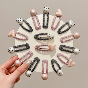 Children's Pearl Polka Dot Love Hairpin 2025 New Style Girl's Bangs Side BB Clip Girl's forehead Hairpin Headwear