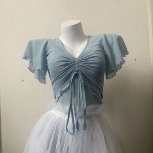 Same Style Ballet Jacket Practice Suit Dance Suit Outer Woven Gauze Short-sleeved Adult Shirt Gauze Coat