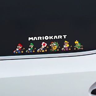 Foreign trade super Mary Mario creative cute game car stickers motorcycle electric car reflective scratch blocking stickers