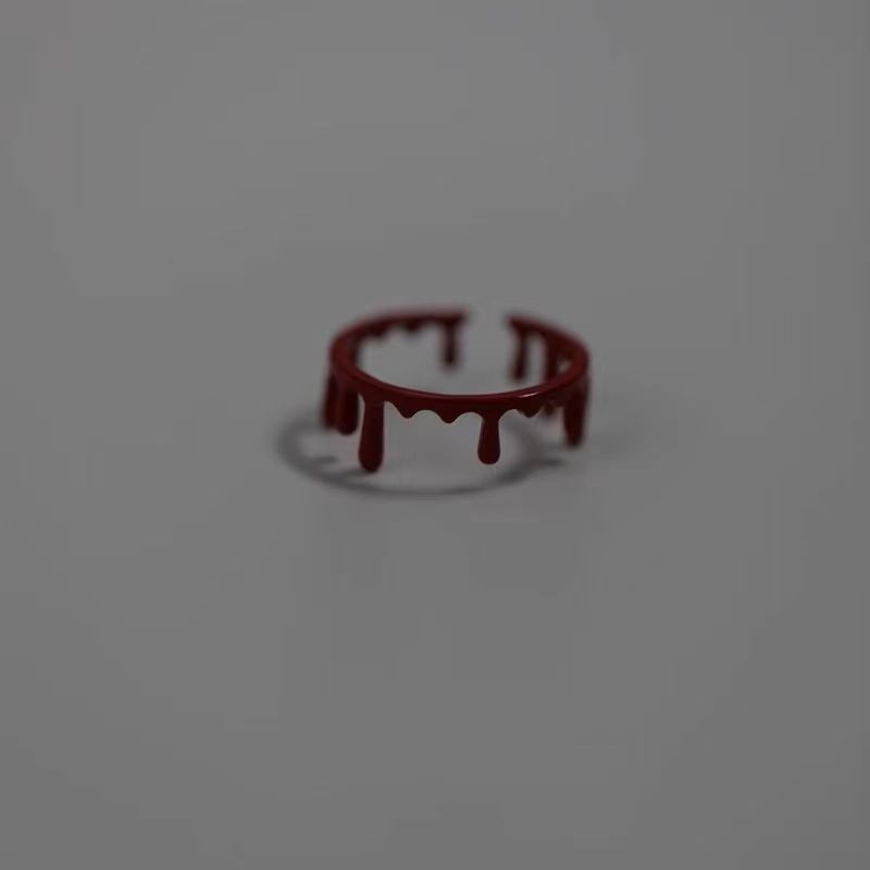 Halloween Funny Decoration Horror Vampire Cut Fake Bloodmark Ring Personalized Dark Bloodline Open Ring