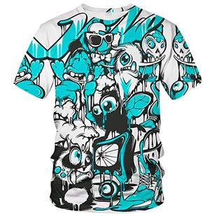 2024 Summer New ShorT-sleeveD STreeT Hip-hop STyle GraffiTi PaTTern 3D DigiTal PrinTing Couple Daily RounD Neck T-shirT