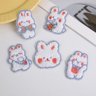 Embroidered Self-adhesive Patch Cartoon Animal Rabbit Pattern Embroidered Cloth Sticker Hood Decoration DIY Embroidered Cloth Sticker