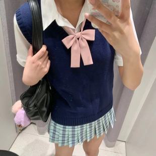 V-Neck College Style Outer Vest Sweater Solid Color Sweater Women's Japanese Style Sleeveless Vest with Pullover suit Trendy
