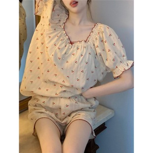Sweet Dream Little Cherry Romantic Vision Contrast Lace Home Clothes Pajamas/Nightgown