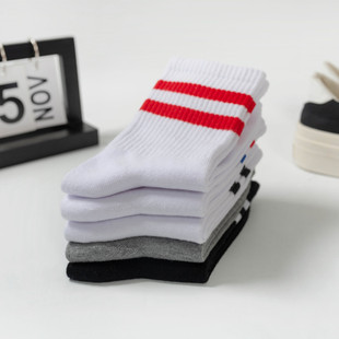 Socks Women's Mid-barrel two-bar striped women's cotton socks Japanese-style lovers socks ins academic style Sports Women's Mid-barrel manufacturers