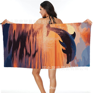 Dolphin beach towel bath towel wholesale microfiber digital printing portable quick-drying absorbent Amazon Hinton