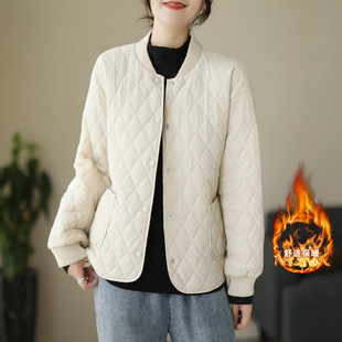 Real shot in stock plus size quilted coat autumn and winter rhombus lightweight loose solid color cotton-padded jacket down cotton-padded coat