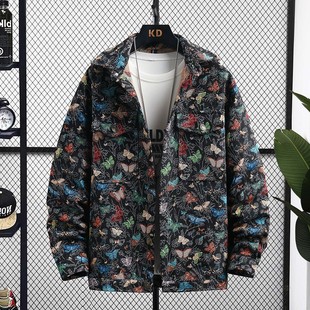 Spring and Autumn Distinctive Floral Woven Long-sleeved Shirt Men's Coat Thin Young Social Guy Yuppi Handsome Jacket Top