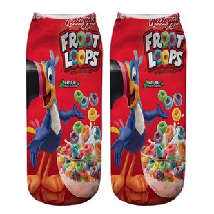 Amazon Potato Chips Digital Printing Socks Puffed Food Heat Transfer Printing Flower Socks European and American Socks Cross-border Exclusive