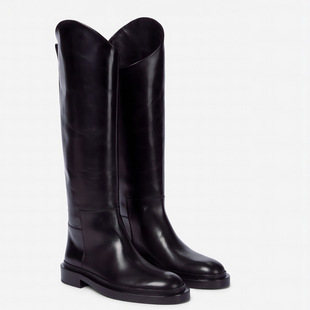 Large-tube high boots 2025 spring new women's shoes women's boots foreign trade cross-border flat cowhide plus size knight boots