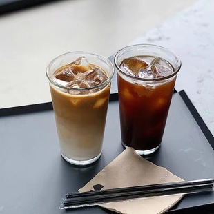 Korean ins Coffee Shop with Transparent Glass Coffee Cold Drink Cup Simple Water Cup Bubble Water Cup Juice Cup