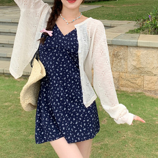 Summer exterior cardigan thin 2025 new sweater women's hollow blouse top sunscreen coat