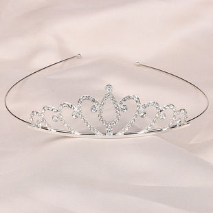 Hot selling bridal crown wedding dress headdress children's birthday performance all-match rhinestone Princess headband Crown 2024